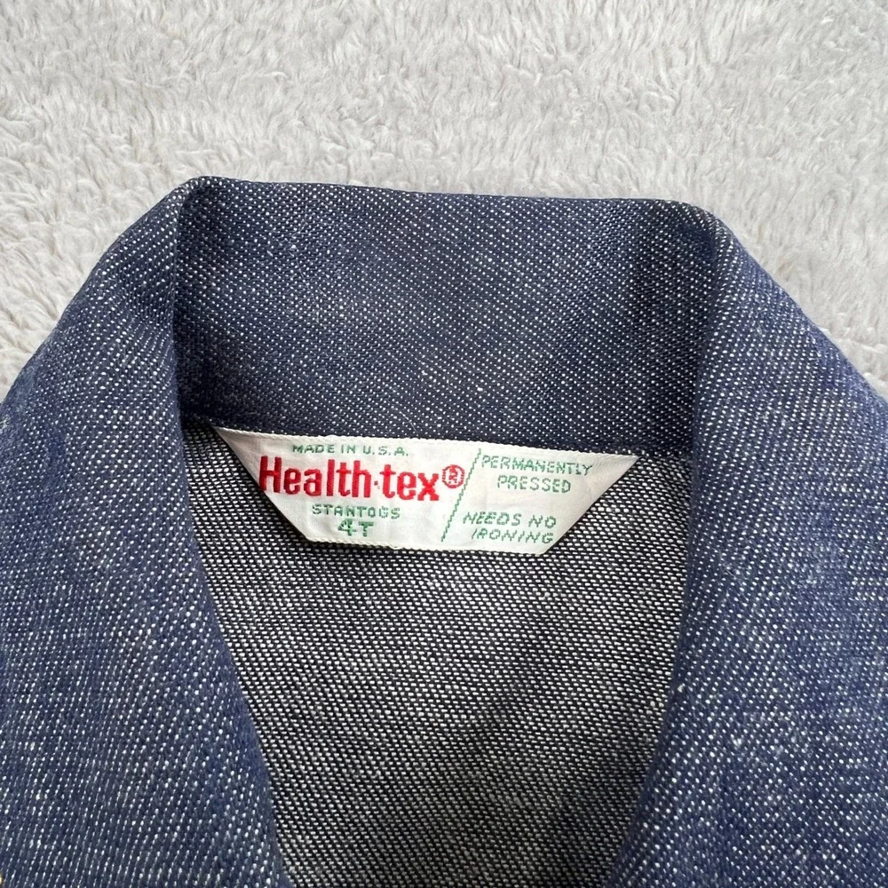 Vintage Health-Tex Selvedge Denim Jacket 4T Blue Kids Western Snap Front Shirt